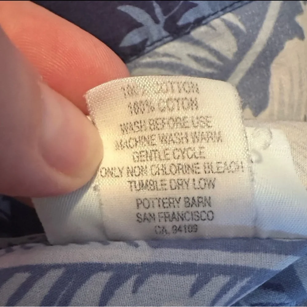 Pottery Barn Bed‎ + Bath Botanical Palm Floral Coastal Cottage Pillow Sham King